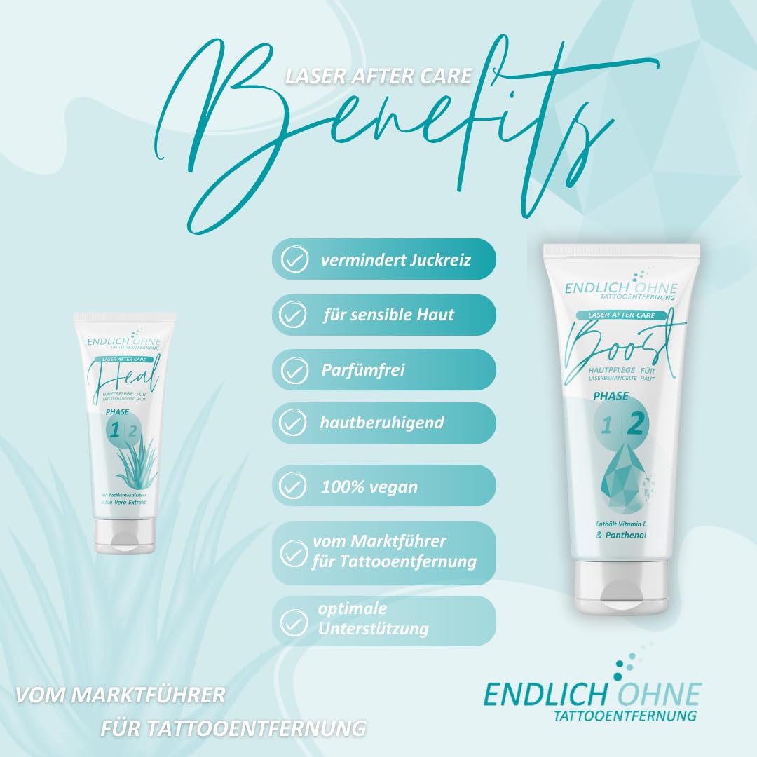 ENDLICH OHNE Tattooentfernung - Care for Laser-Treated Skin - Phase 2 / Boost - Laser Aftercare - 75 ml, turquoise, 75 ml (Pack of 1) - Image 4