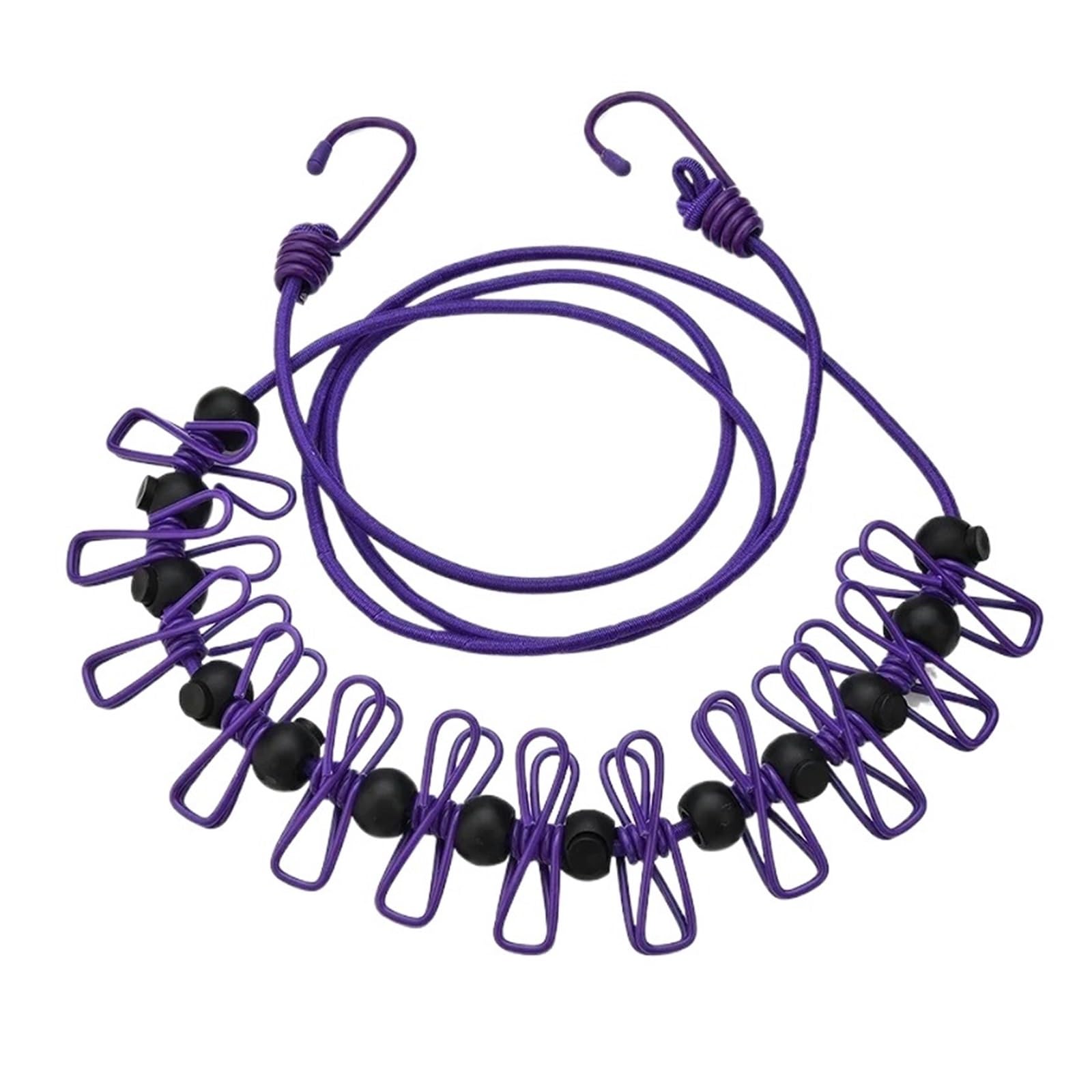 Laundry Drying Rope, 1.78M Travel Portable Elastic Clothesline Windproof Outdoor Drying Line Yard Balcony Multicolor(B-purple)