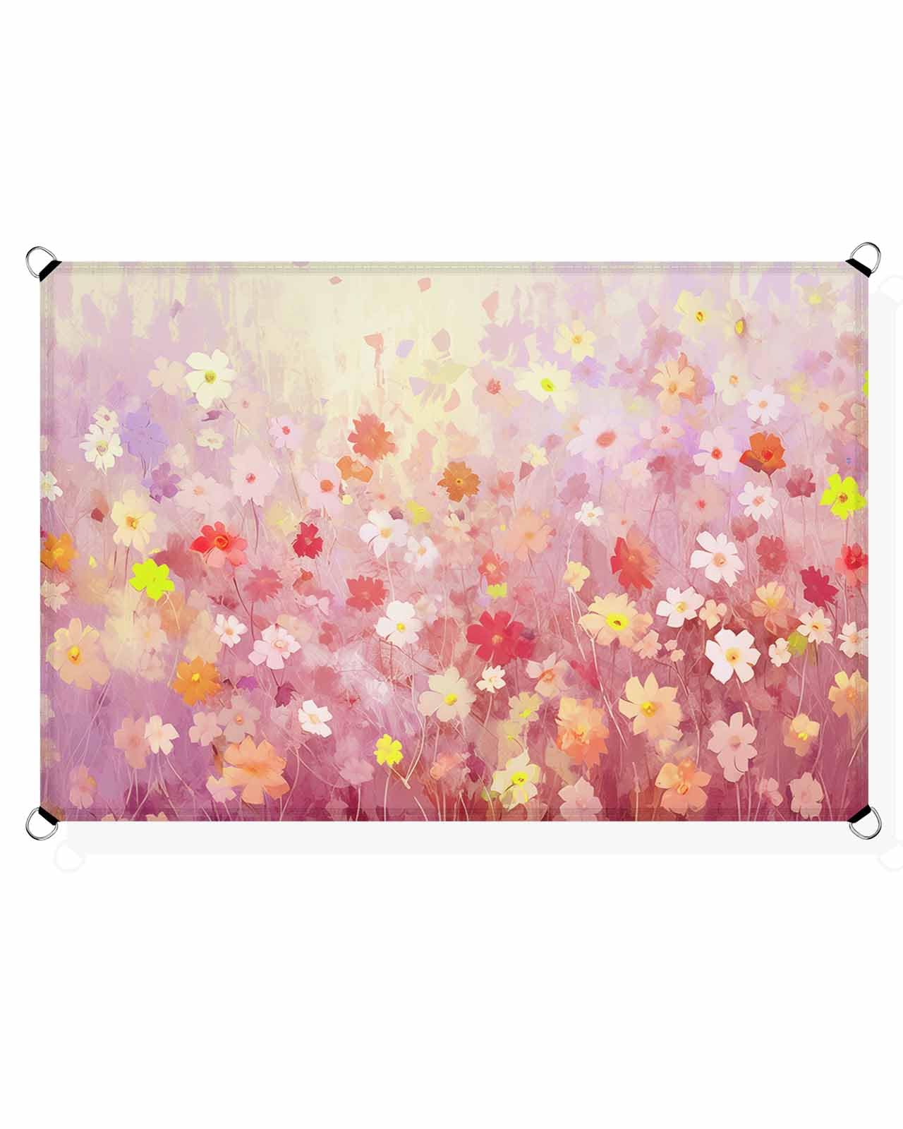 Flower Sun Sail Shades Rectangle Canopy,Sunlight Block Heavy Duty Curved Backyard Shade Cover,Waterproof Sun Shades for Patios Garden Outdoor,12'x16' Orange Daisy Gradient Abstract Graffiti Art