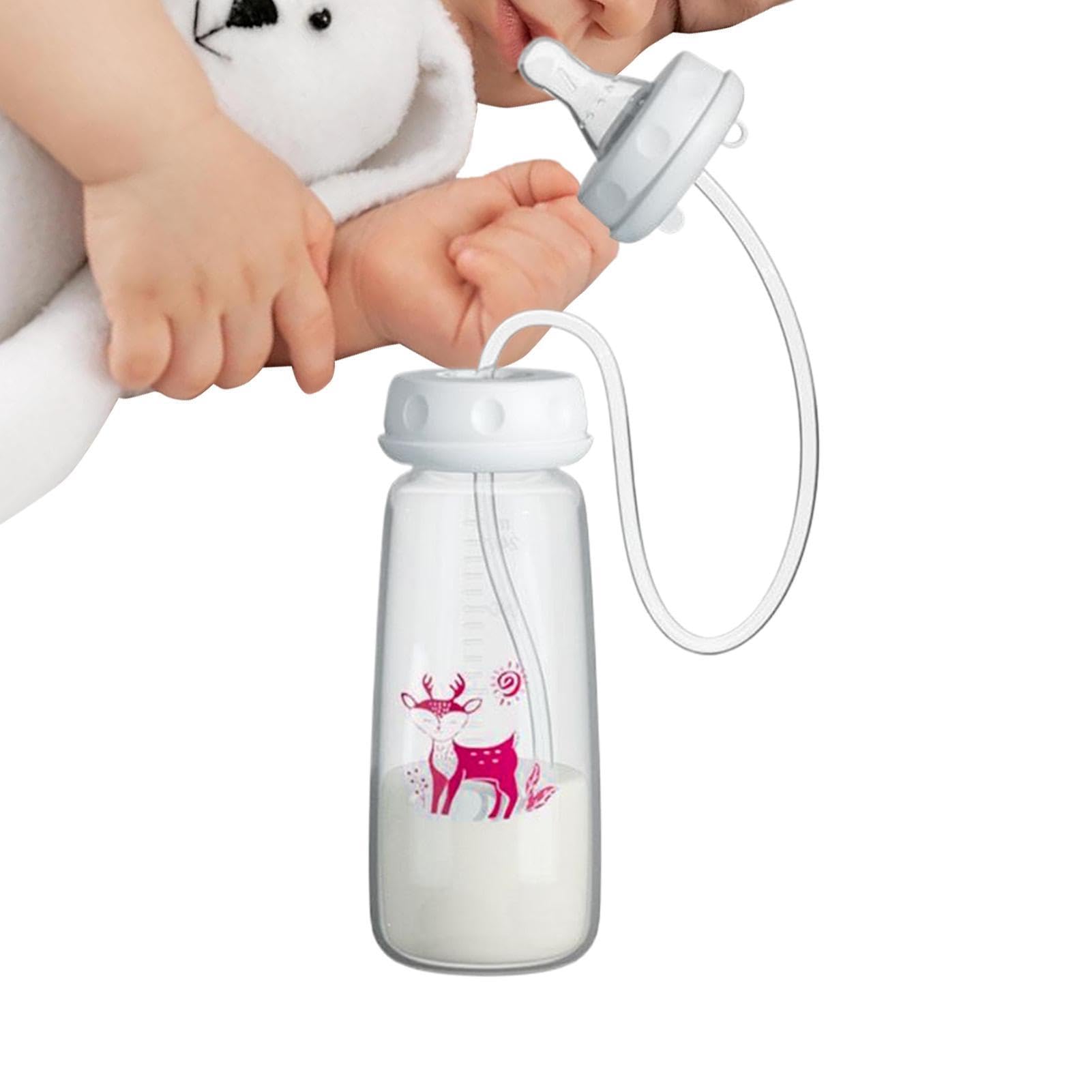 3-in 1 Hands-Free Anti-Colic Babys Bottle, Hands-Free Anti-Colic Babys Bottle, 2026 New 240ml Silicone Leakproof With Nipple Straw, Adjustable Fast Flow Milk Bottles For Boys Girls Indoor Outdoor Home
