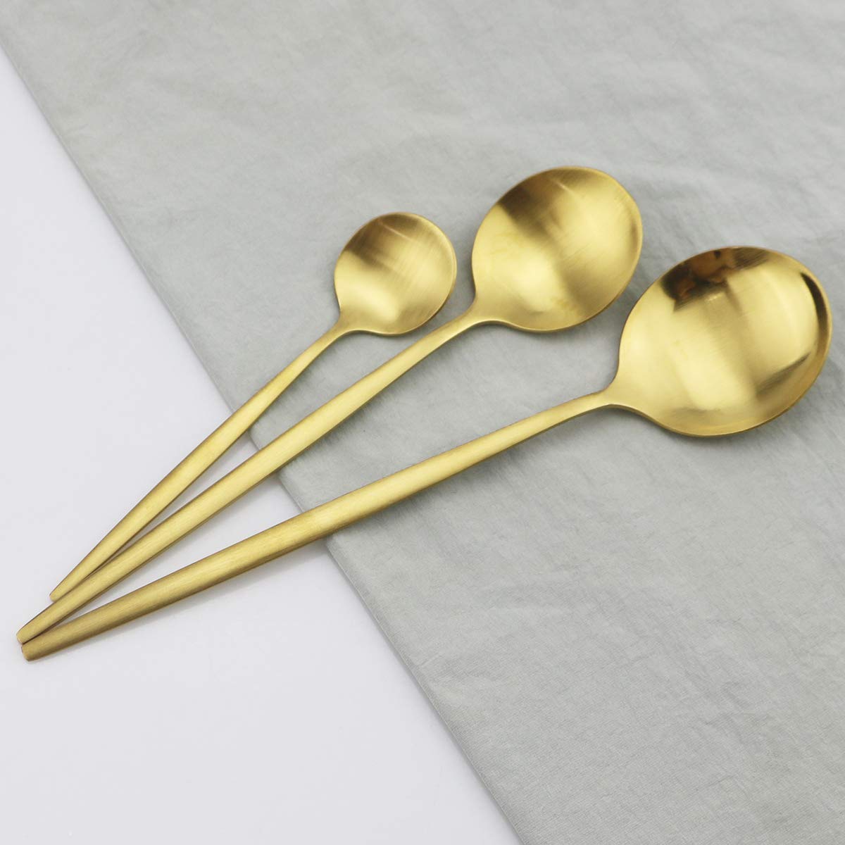 Besteck-Set, mattes goldfarbenes Besteck-Set, Titanisierung 18/10 Edelstahl, mattes goldenes Licht, Restaurant- und Hotelqualität, Bestecksets (Gold), 36-teilig