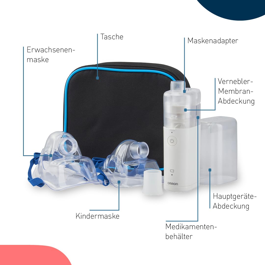 OMRON MicroAir U100 Tragbares Inhaliergerät. Kompakt, leise Inhalationsgerät für Erwachsene und Kinder, effektiv bei Atemwegserkrankungen von Erkältung bis Asthma.