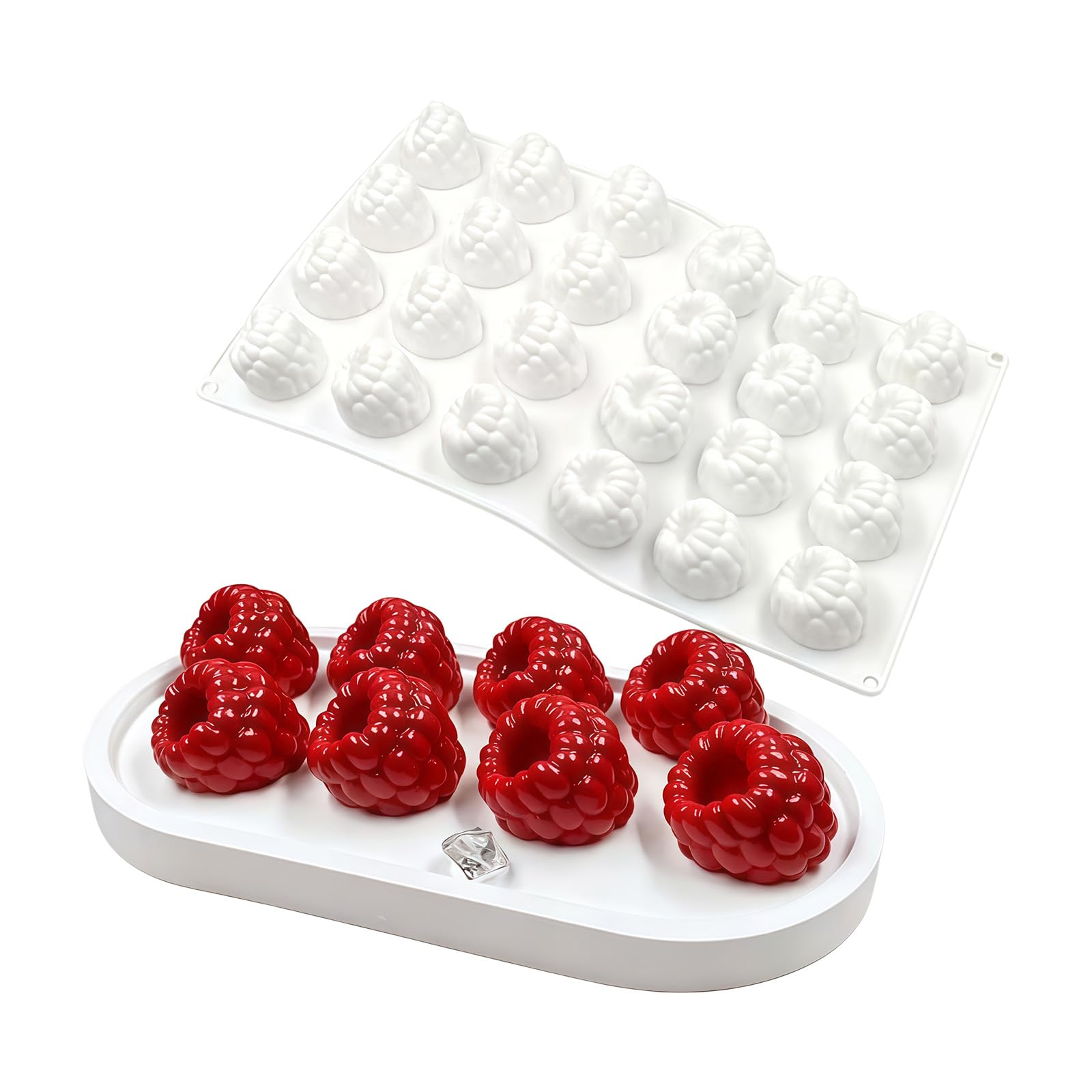 TFAOYS Large Raspberry Designs Baking Pan Perfect for Making Miniature Mousses Cakes Silicone Elastomer Baking Molds for Cakes