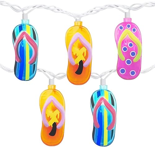 Jasneniebo Decoraciones de fiesta temática de playa, tira de luces de 9 pies de largo para exteriores, sandalias de fiesta al aire libre para Jasneniebo Decoraciones de fiesta temática de playa, tira de luces de 9 pies de largo para exteriores, sandalias de fiesta al aire libre para