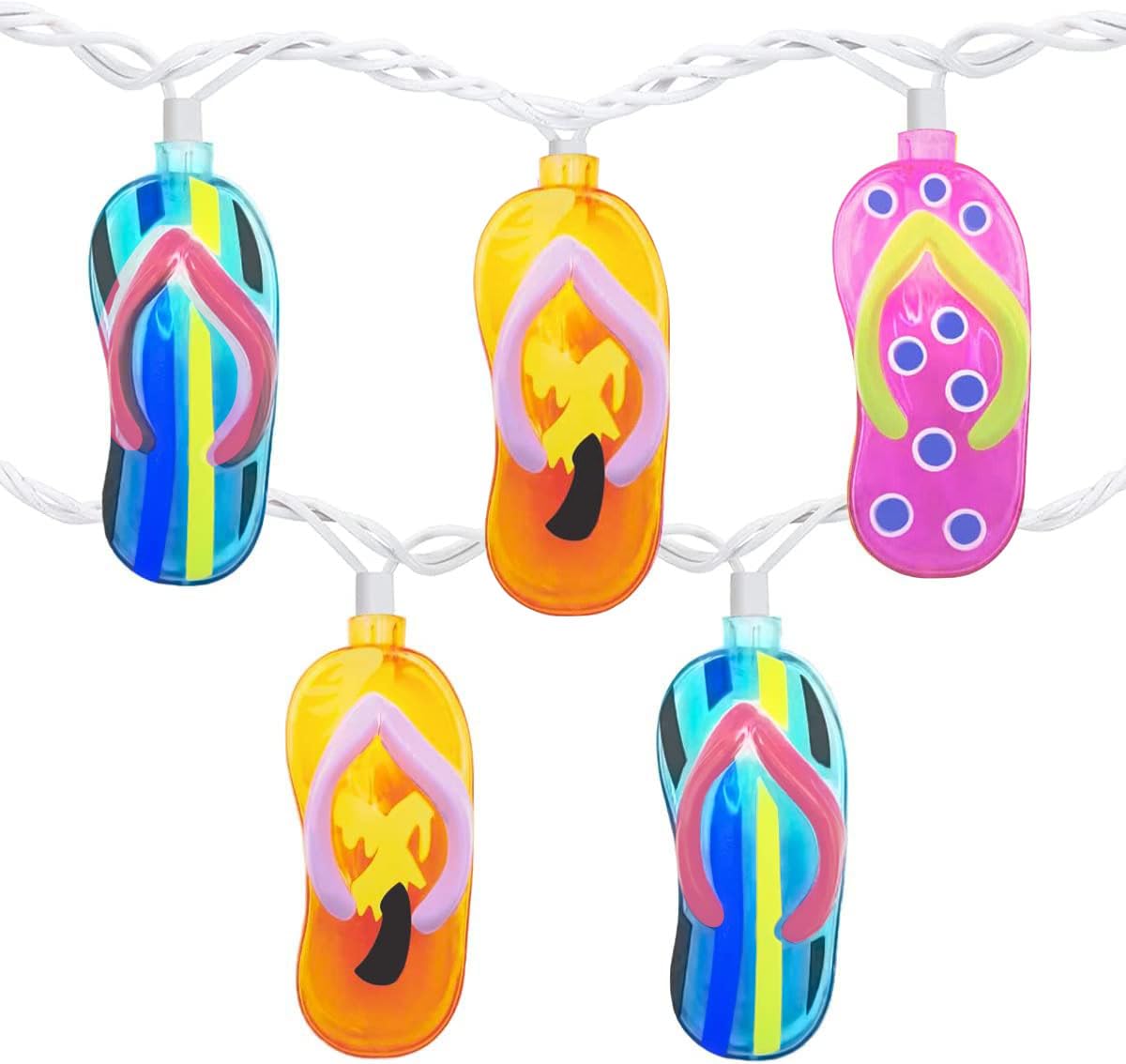 Beach Themed Pary Decorations, 9ft Slipper Outdoor String Lights, Outdoor Party Flips Flops Lights for Wedding Birthday Kindergarten Holiday Summer Themed, Tropical Party Décor, Hawaiian Gifts