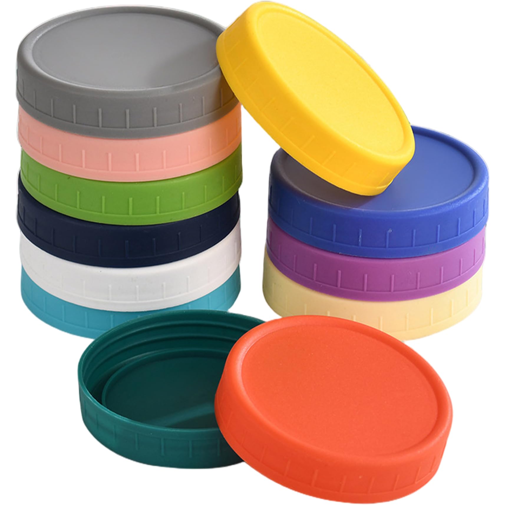 Grtheenumb Lids|12Pcs Mason Jar Lids, Thickened & Leakproof Mason Jar Regular Mouth with Groove, Safe Plastic Canning Supplies