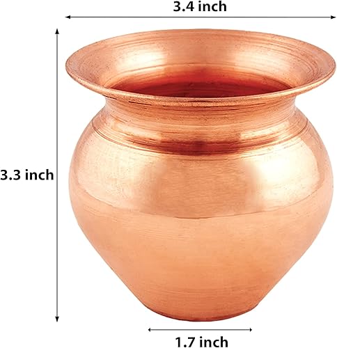 Miniatura 2 de Shubhkart Kalash de cobre 100% Pooja, olla Lota de 3.5 pulgadas (mediana)
