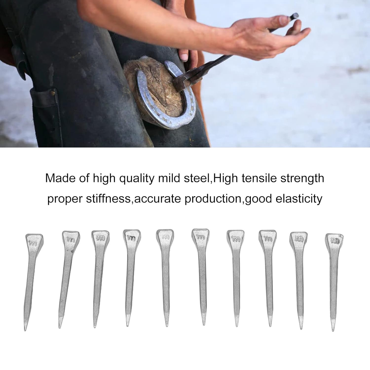 Crafted Horseshoe Nails High Tensile Strength 250 Pieces for Steel Horseshoe Nails Applicable: Suitable for Nailing Aluminum Alloy Horseshoes (FJ0RACE)
