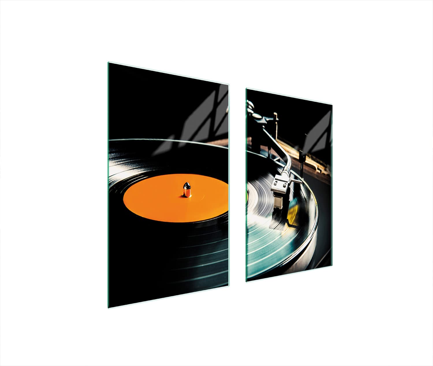 Piastre di copertura per piano cottura in ceranfeld 2 pezzi 75 x 52 cm | copertura per piano cottura cottura elettrico a induzione | paraschizzi | tagliere in vetro | Musica in vinile