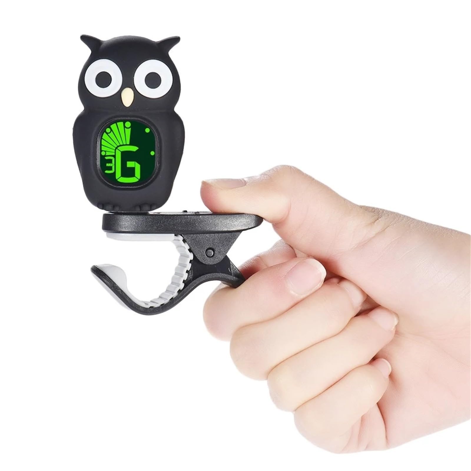 Tuner gitarowy kreskówka sowa klips tuner wyświetlacz LCD chromatyczny tuner gitarowy do gitary basowej ukulele skrzypce akcesoria gitarowe (kolor: czarny, rozmiar: jeden rozmiar)