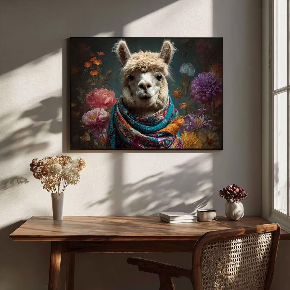 Malen Nach Zahlen Erwachsene DIY Komplettset - Hochwertige Acrylfarben & Leinwand - Entspannendes Kunsthandwerk für Anfänger & Fortgeschrittene - Ideales Home Deko - Tiere Alpa Motiv (80x100cm) C-177
