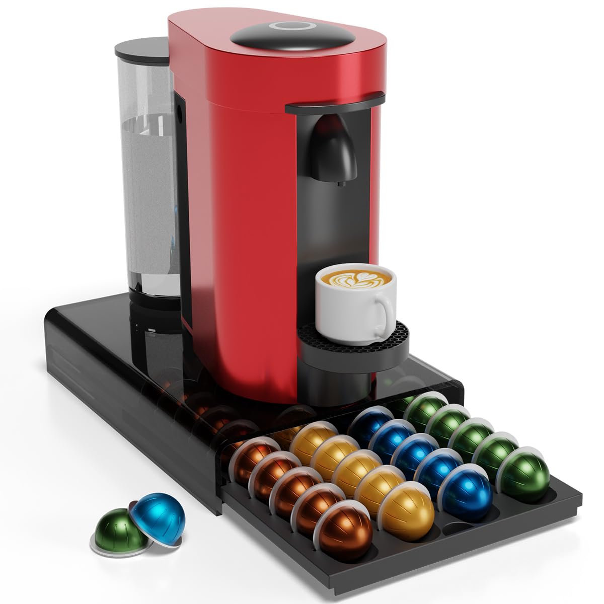 Soporte para cápsulas Nespresso Vertuo, cajón de almacenamiento para cápsulas Vertuoline solo con parte superior acrílica, 40 cápsulas