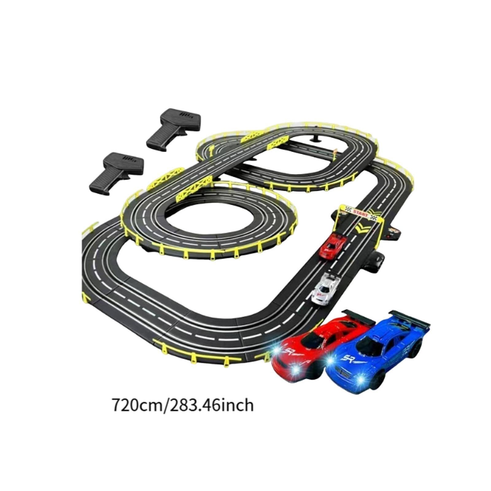 Gralara Set di Pista per Auto da Corsa, con, Regalo di Compleanno interattivo e Creativo, Pista Portatile per Auto elettriche, Giocattolo, 2 Auto