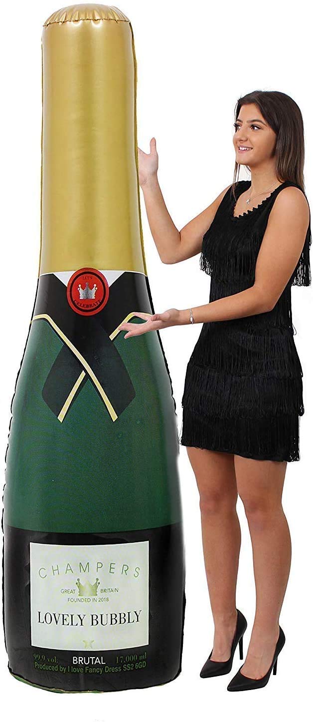Balony świąteczne + 'Happy New Year' balony i 2 x duże 180 cm (180 cm) nadmuchiwane kubki w stylu szampańskim fantazyjna sukienka na imprezę VENUE rekwizyty dekoracyjne