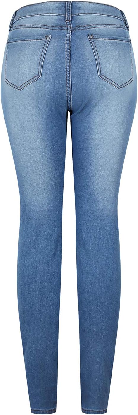 2LUV Women's Stretchy 5 Pocket Skinny Light Denim Jeans Light Blue 1 - Image 2