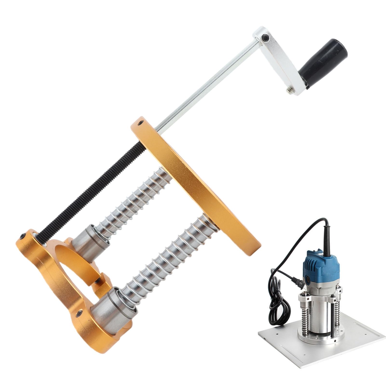 Focket Oberfräsenlift, Aluminiumlegierung, Edelstahl, Oberfräsentisch, Einsatzplatte, Hebebasis mit Griff, 65 Mm, 70 Mm, Hub, Hohe Genauigkeit, Holzbearbeitung, Oberfräsentisch-Hebesystem