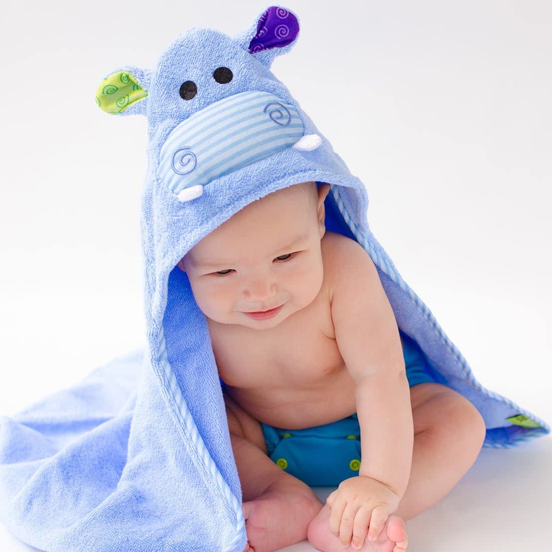 Zoocchini Asciugamano con cappuccio - Asciugamano con cappuccio baby 100% cotone