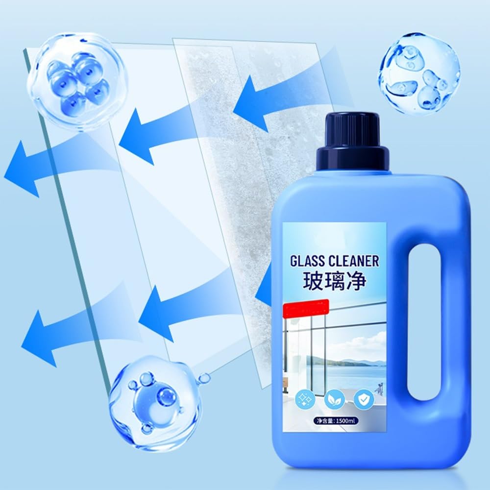 Limpiador especial for vidrios y espejos de 1 l: fórmula de secado rápido y sin rastros for polvo, manchas de lluvia y suciedad. Ideal for ventanas, espejos, mamparas de ducha y vidrio. Práctico.(2pcs