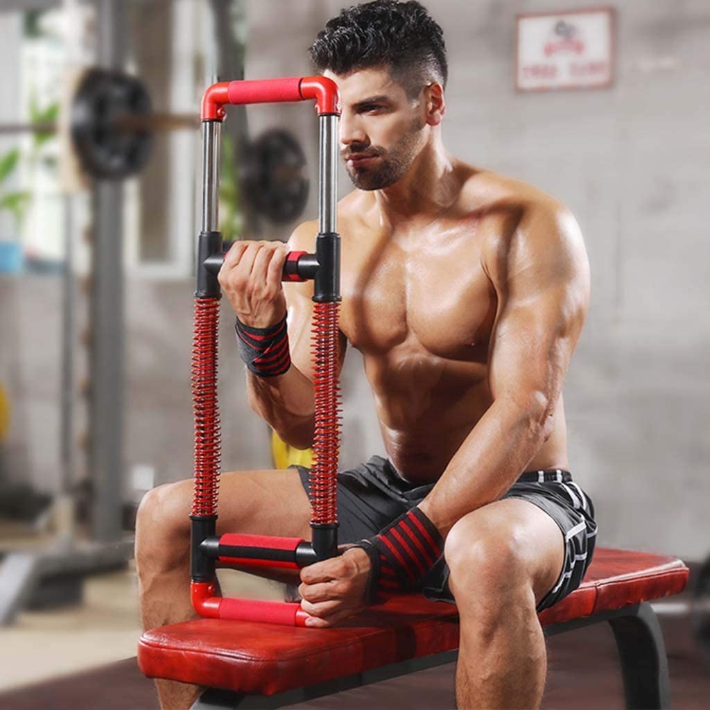 Power Twister Sprzęt fitness – urządzenie do nacisku ramion do treningu piersiowego i brzucha, czerwony uchwyt do treningu siłowego i budowy mięśni