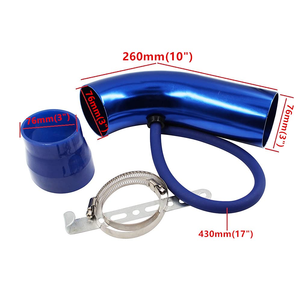 Tubo Aspirazione Auto Set completo 3quot;Kit tubo tubo di induzione turbo for sistema di aspirazione aria fredda for auto da 76 mm con cono filtro aria ad alto flusso Performace Racing fai da te Aspir