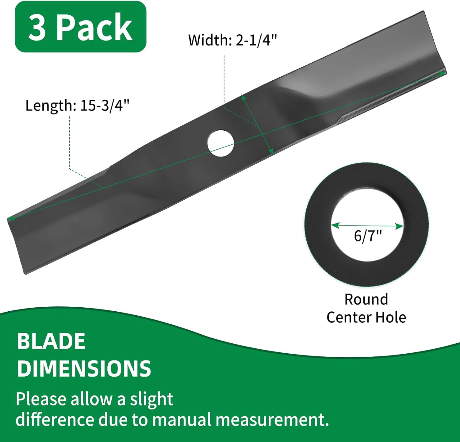 92117E701 Mower Blades Compatible with Murray 46" Cut Deck, 92117E701MA High Lift Lawnmower Blades Compatible with Murray 46901X92A Lawn Tractor, Replace for 92117 92117E7D, 3 Pack