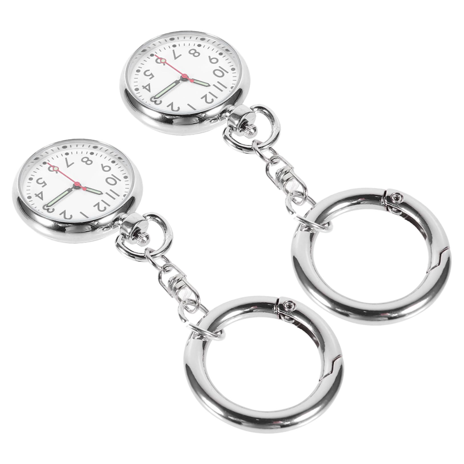 2Pc Nurse Medical Pocket Watches with Hanging Buckle Water Resistant Analog for Nurses Doctors Students and Convenient Clip Silver Design-image-29