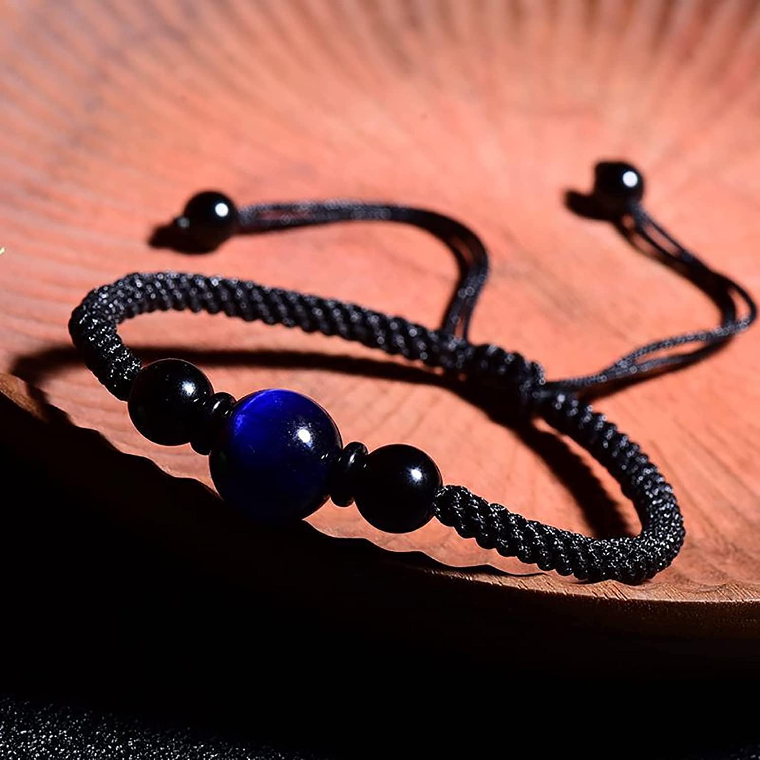 NZpost Pulsera de la Riqueza, Pulsera de Ojo de Tigre Azul, Pulsera Ajustable de Cristal, Pulsera de Mal de Ojo, Amuleto de protección, Pulsera de Hilo Rojo, Cristal cinabrio (Rojo)