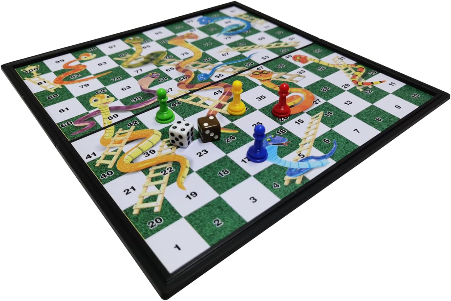 HUIOP Juego de Mesa Ludo,Juegos de Mesa Ludo magnéticos portátiles Serpientes y escaleras clásicas Juego de ajedrez Plegable Entretenimiento Regalo Educativo para niños Estudiantes Adultos Familia