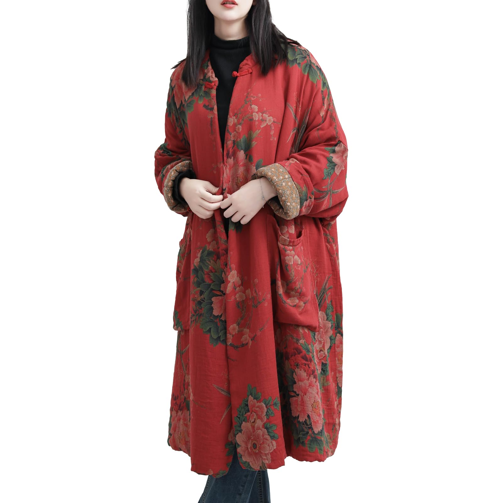 LUZU JUNU Veste matelassée en coton pour femme - Motif floral - Doux - Matelassé - Imprimé floral