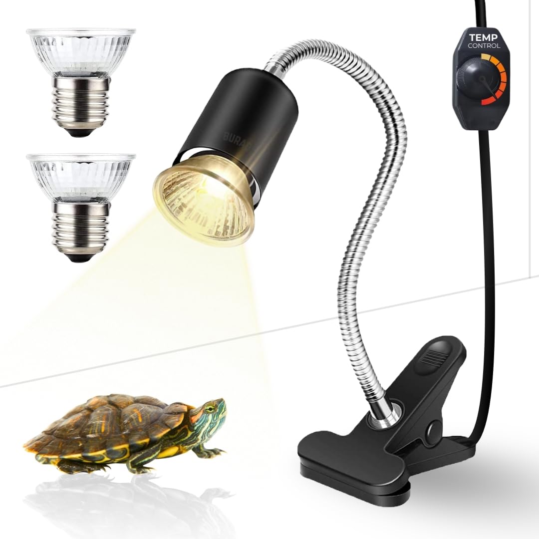 Buraq Pets E27 Base Reptile Heat Lamp, 50W UVA UVB Turtle Basking Light With Holder & 2 Bulbs, Full Spectrum Sun Lamp for Terrarium, UV for Turtle, Amphibious, Aquarium Tank, Reptiles, Halogen-image-8