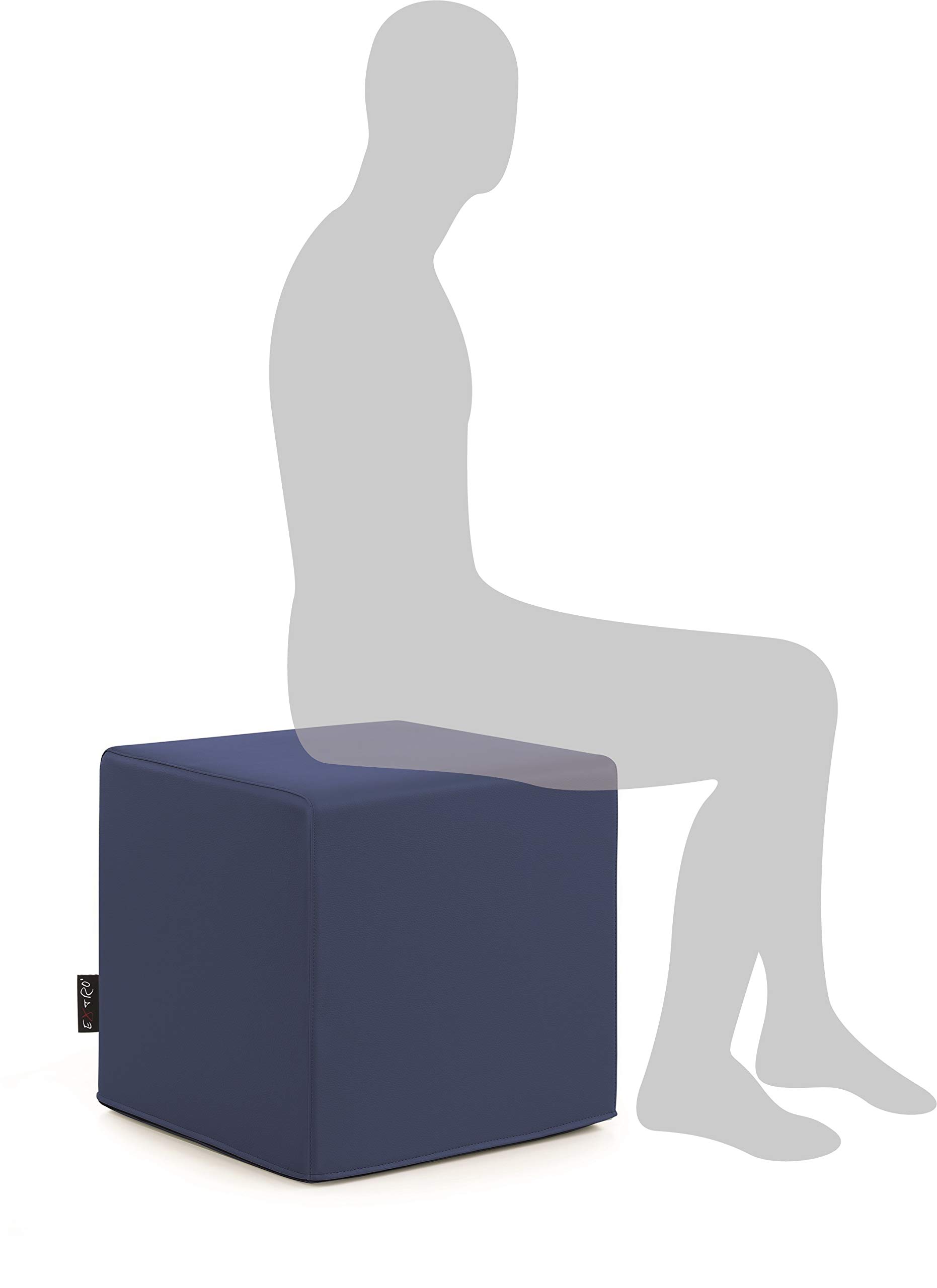 CUBO POUF ECOPELLE BLU 45X45 H.45 SFODERABILE INTERNO IN POLIURETANO DA SEDUTA CUCITURE RIBATTUTE PER MAGGIORE TENUTA