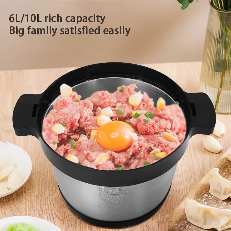 Meat Chopper Bowl Processor - Low Noise Household Grinder with Anti-Slip Base for Meat, Vegetables, Onions, Nuts - Efficient Food Chopper for Easy Meal Prep