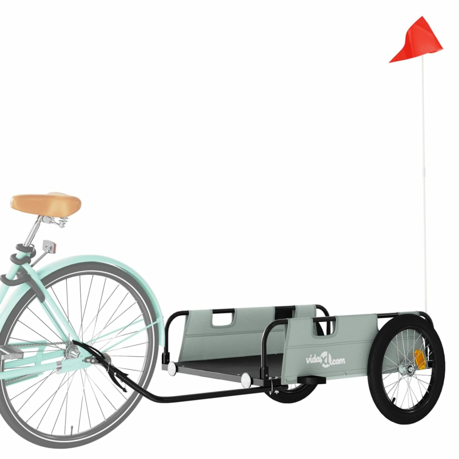 Remolque de Carga para Bicicleta Hierro y Tela Oxford Gris Carretilla De Obra Remolque Bicicleta