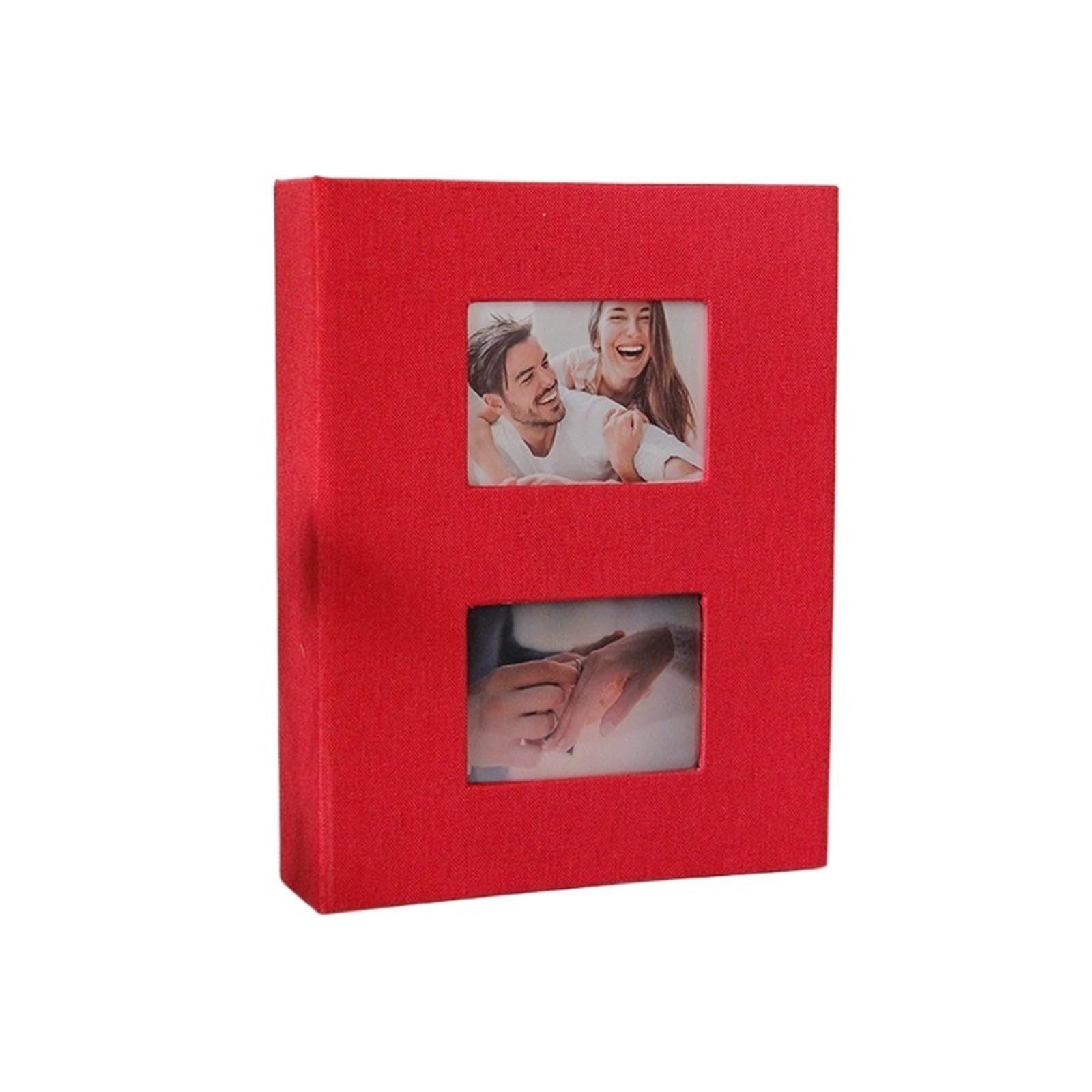 Photo Album 4x6, Small Linen Cover Albums Holds 200 Pockets, Slip In For Photos for Family Anniversary(Red)