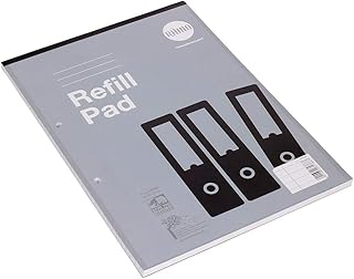 Rhino Stationery A4 Refill Pad 160 Page | 8mm Ruled with Margin | Headbound Notepad Grey | School Notepad Quality Writing Paper