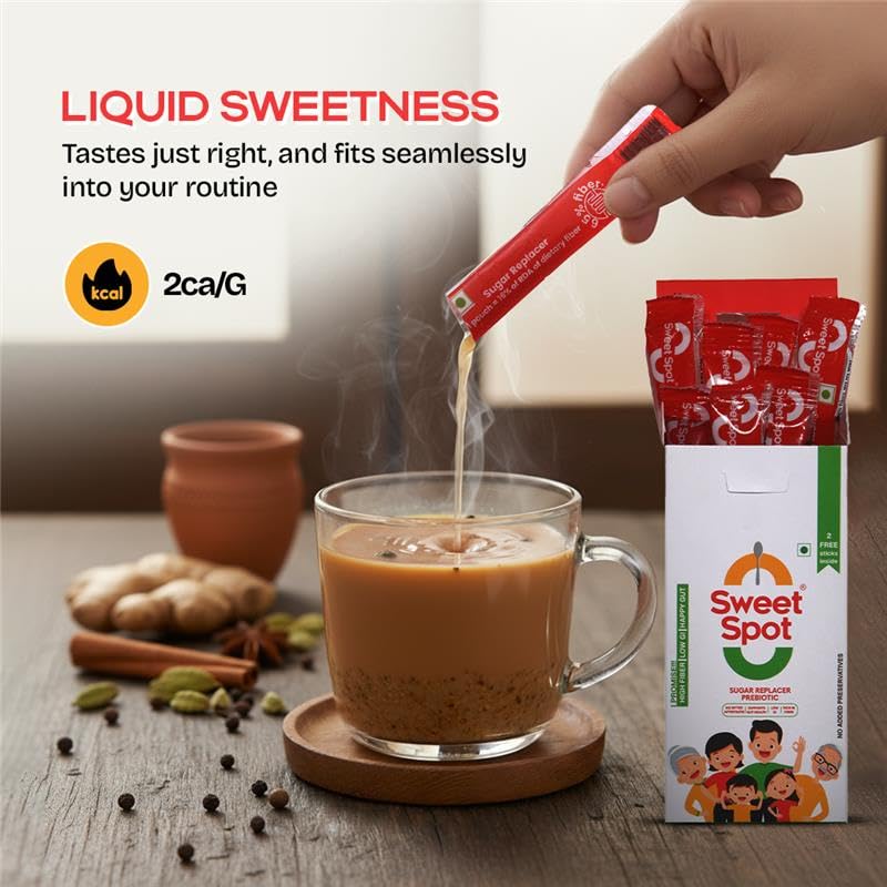 Image of Sweet Spot Prebiotic Sugar Substitute (120g) | 10 + 2 Free Sachets | No Aftertaste | Diabetic-Friendly | 50% Lower Calories | Suitable for Kids, Adults & Elderly | Gut Friendly | Low-GI | No Added Preservatives | 1:1 Sugar Replacer