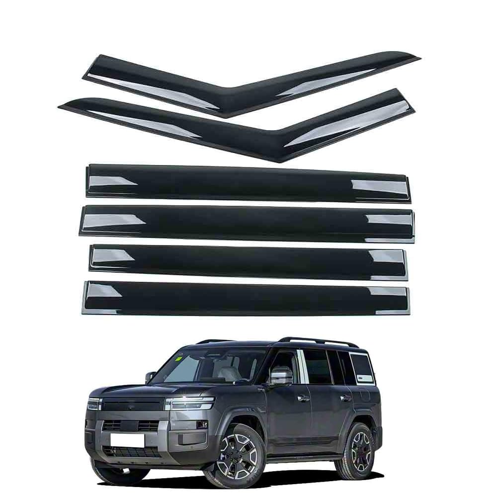 QOEMRHELT 6pc Set In-Channel Wind Deflectors, for BYD Ti7 / Leopard 7 2025 Window Visors Rain Guards Vent Visors Rain & Sun Protection,Car Accessories