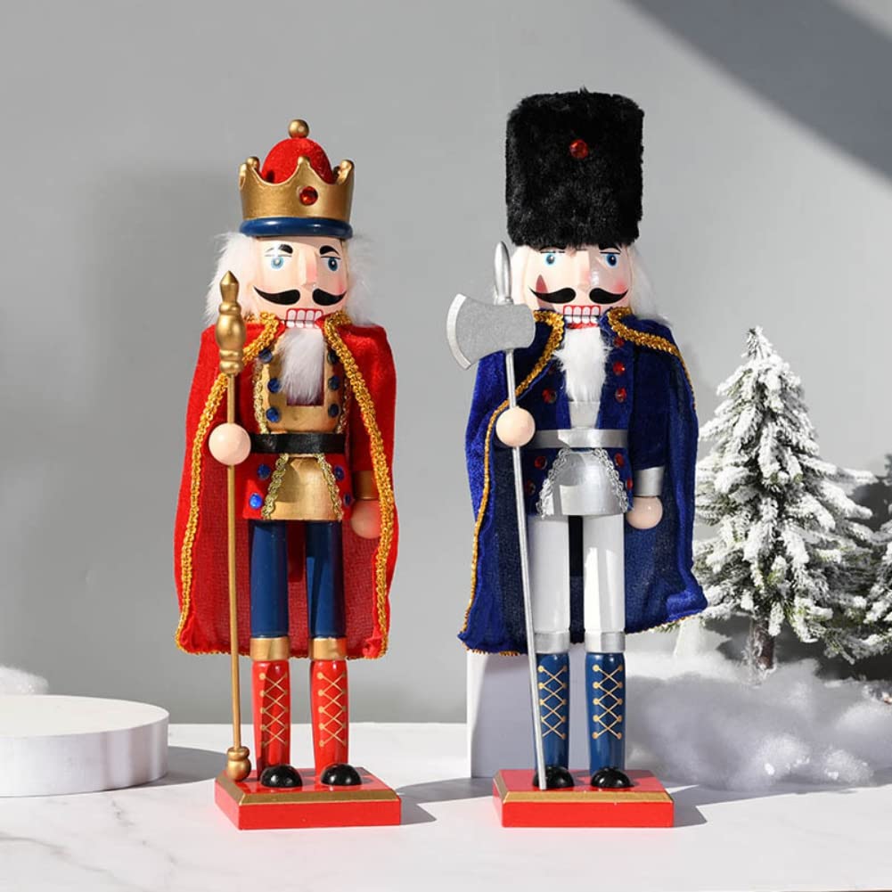 Casse-noisette Roi Soldat 30cm - Bois Peint Main - Déco Noël Traditionnelle Rouge Et Vert