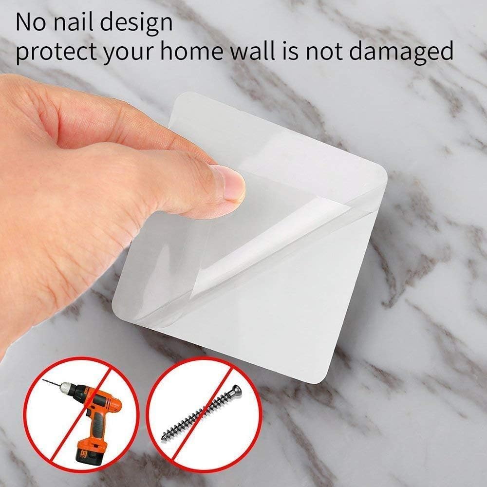 Glitzn Magic Plastic Self Adhesive Sticker Wall Hook Multi-Surface Damage-Free Hooks for Hanging Bathroom Self Corner Shelves Hook Kitchen (6 PCS) 2