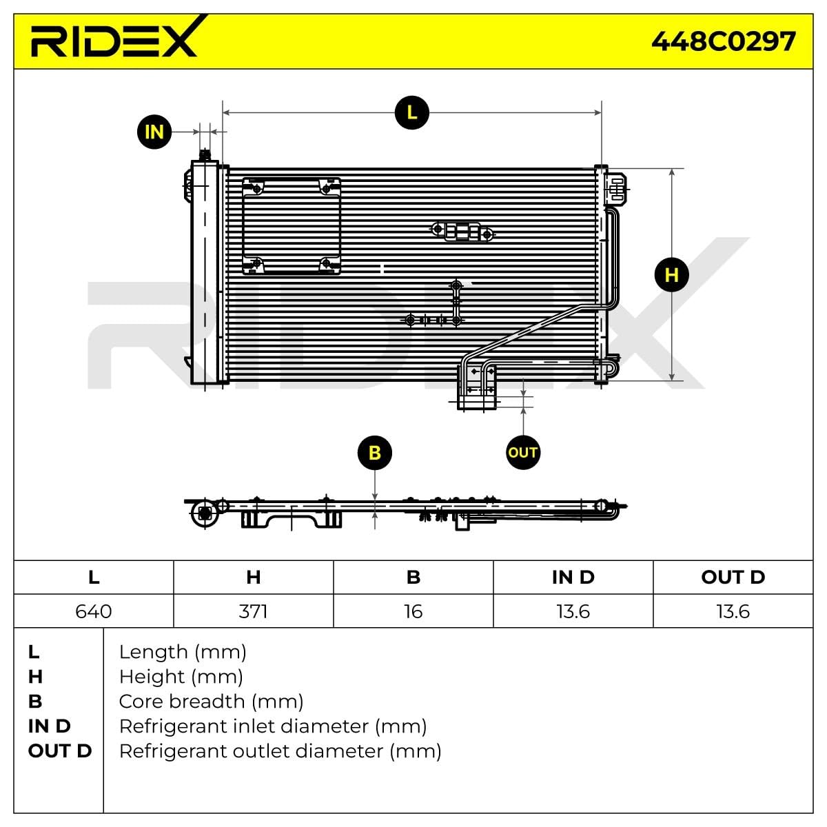 RIDEX Klimakondensator 448C0292 Für Mercedes V-Klasse W447, Sprinter, Vito - 668x406 Mm
