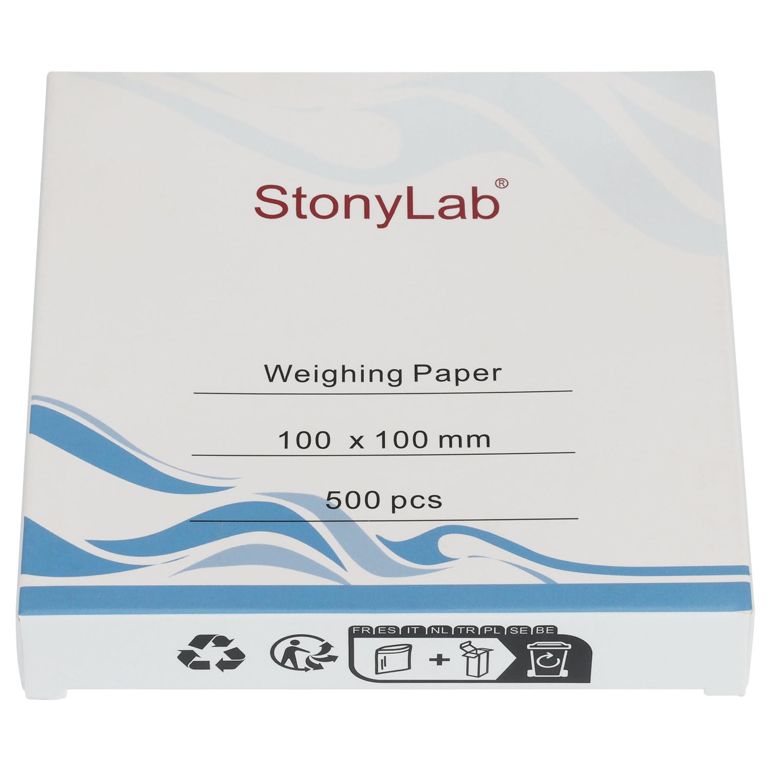 stonylabWeighing Paper, 100 x 100 mm Nitrogen-free Sample Weighing Papers Scale Paper Analytical Balance Weigh Paper for Laboratory Research, Pack of 500