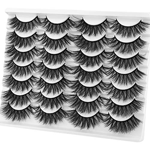 FANXITON 14 Pairs False Eyelashes Fluffy Wispier Fake Eyelashes Pack 3D Volume Faux Mink Lashes