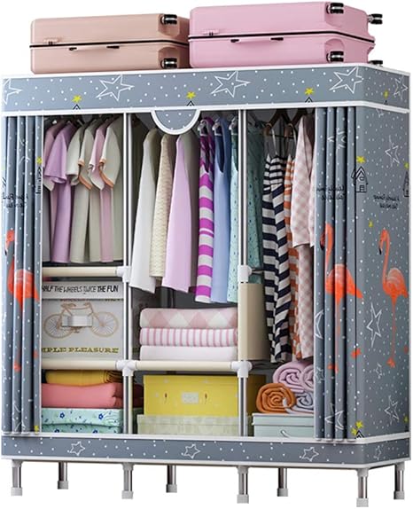 Amazon Sukizuki ワードローブカバー付き 大容量ハンガーラック クローゼット 大きいサイズ 組み立てが簡単 洋服収納ラック 防塵 二代目 幅128 奥行45 高さ166 鳥 ハンガーラック オンライン通販