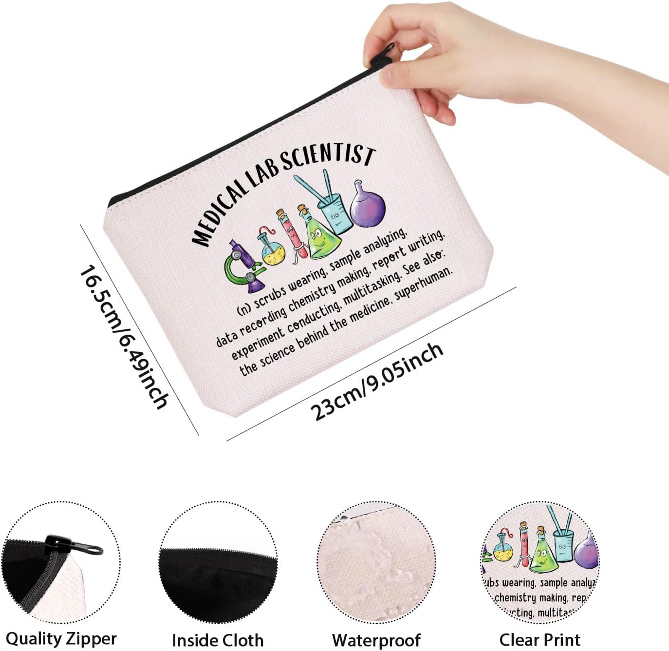 TSOTMO Professional Lab Nurse Gift - Lab Science Zipper Pouch, Makeup Bag - Image 2