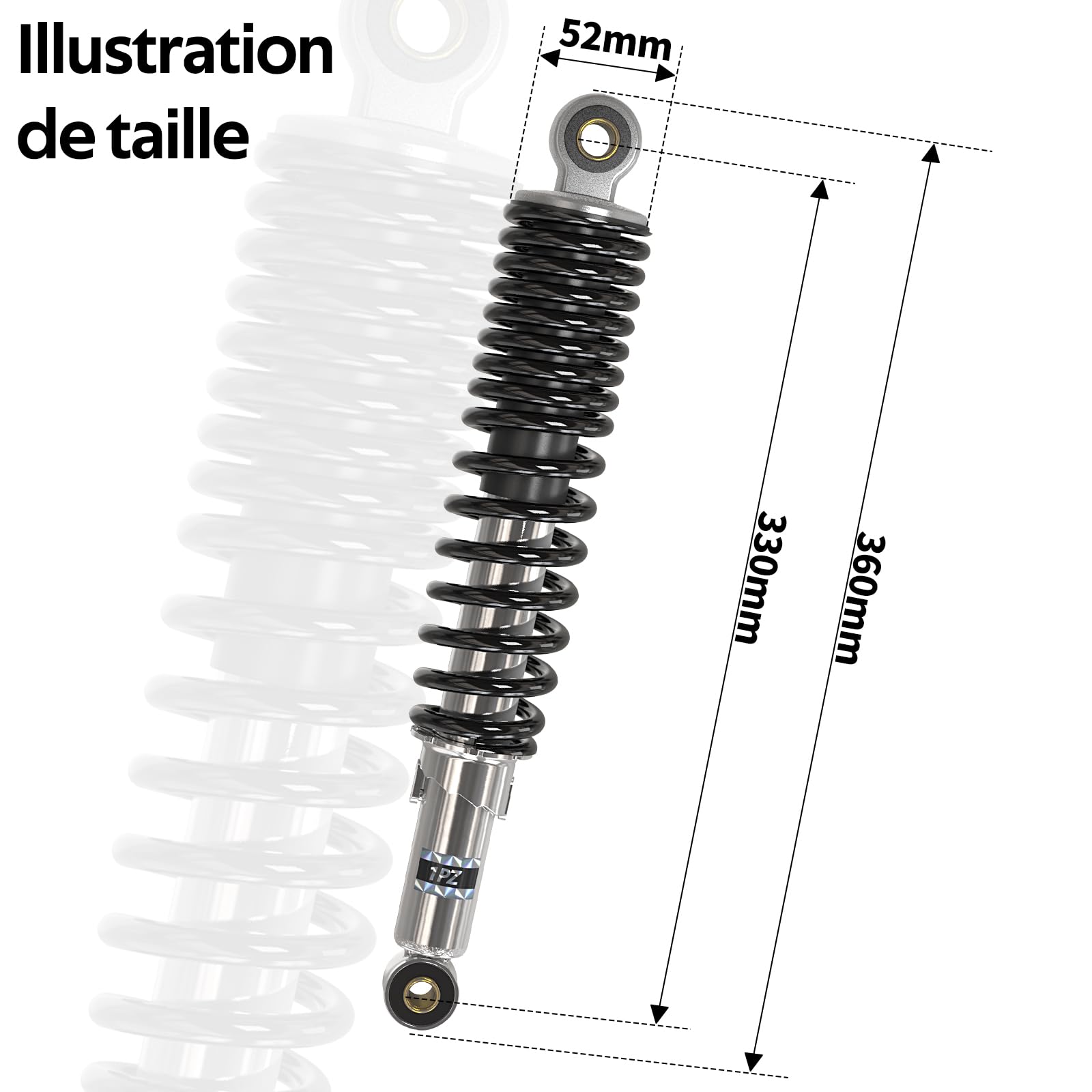 1PZ FH8-33M 2 pcs 330mm Amortisseurs de suspension arrière 13 pouces de précharge 5 niveaux réglages remplacement pour Honda Super Cub 50 70 90 110 Petit Cub ATV Quad Dirt Bike ATV Dirt Bike Moto