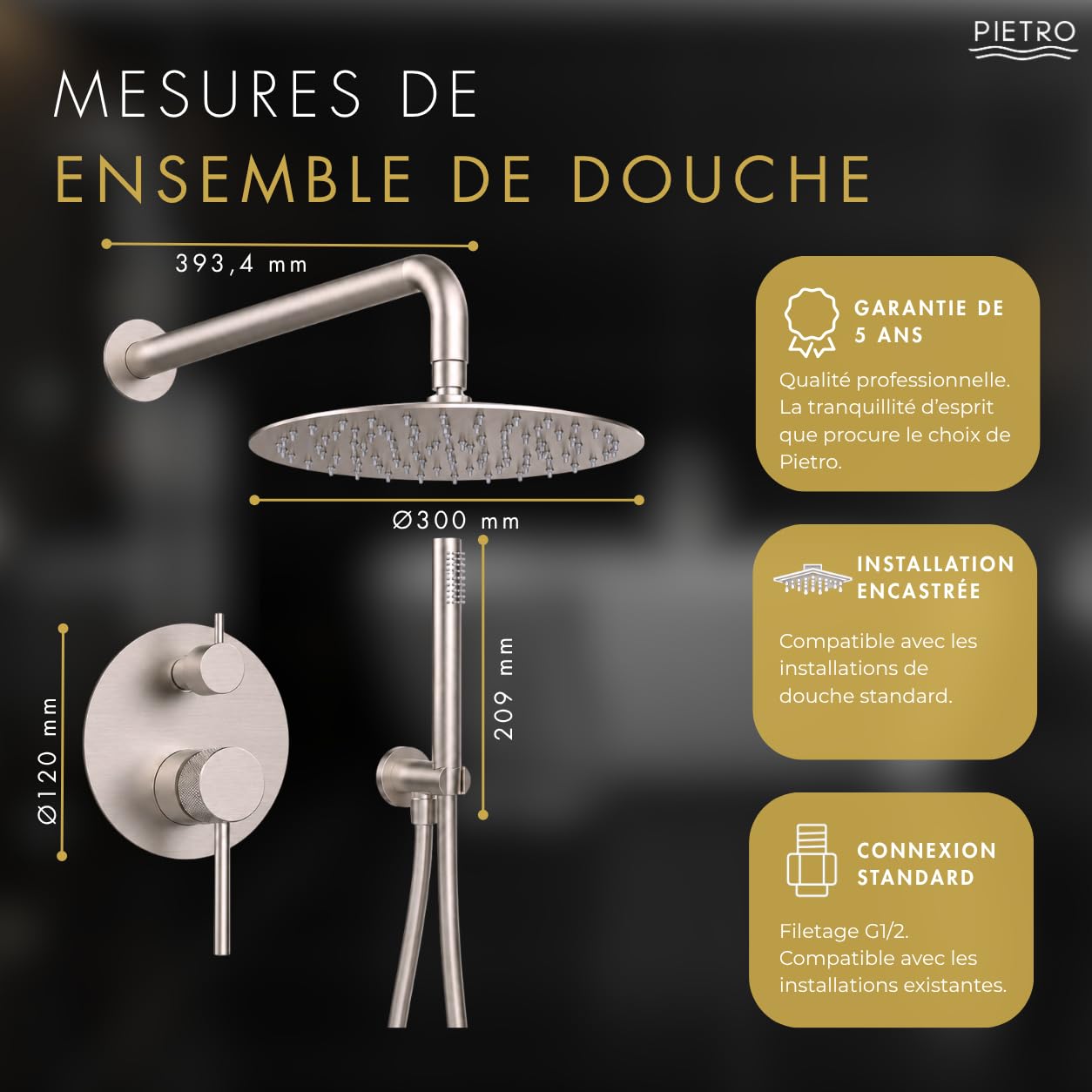 Grifo Ducha Sevilla| Set de Ducha Empotrada | Rociador y Ducha de Mano