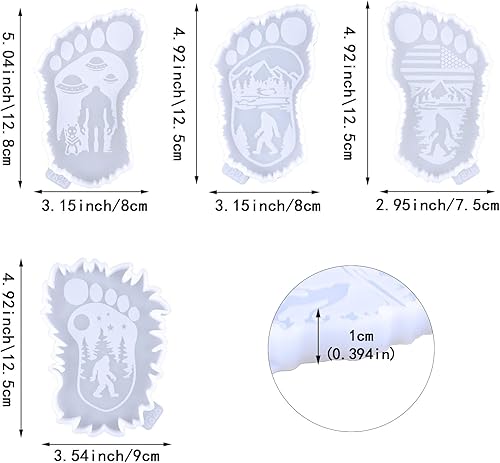 Miniatura 2 de Paquete de 4 moldes para posavasos para fundición de resina Bigfoot Sasquatch de resina epoxi, soporte para tazas, moldes para manualidades,
