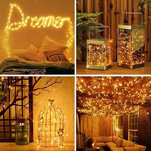 UPOOM [2 Pack] Solar Fairy Lights Outdoor, 220LED 37ft Solar String Lights Garden Waterproof,Decoration Copper Wire Lights with 8 Modes for Garden Patio Yard Trees Christmas Wedding Party Decor