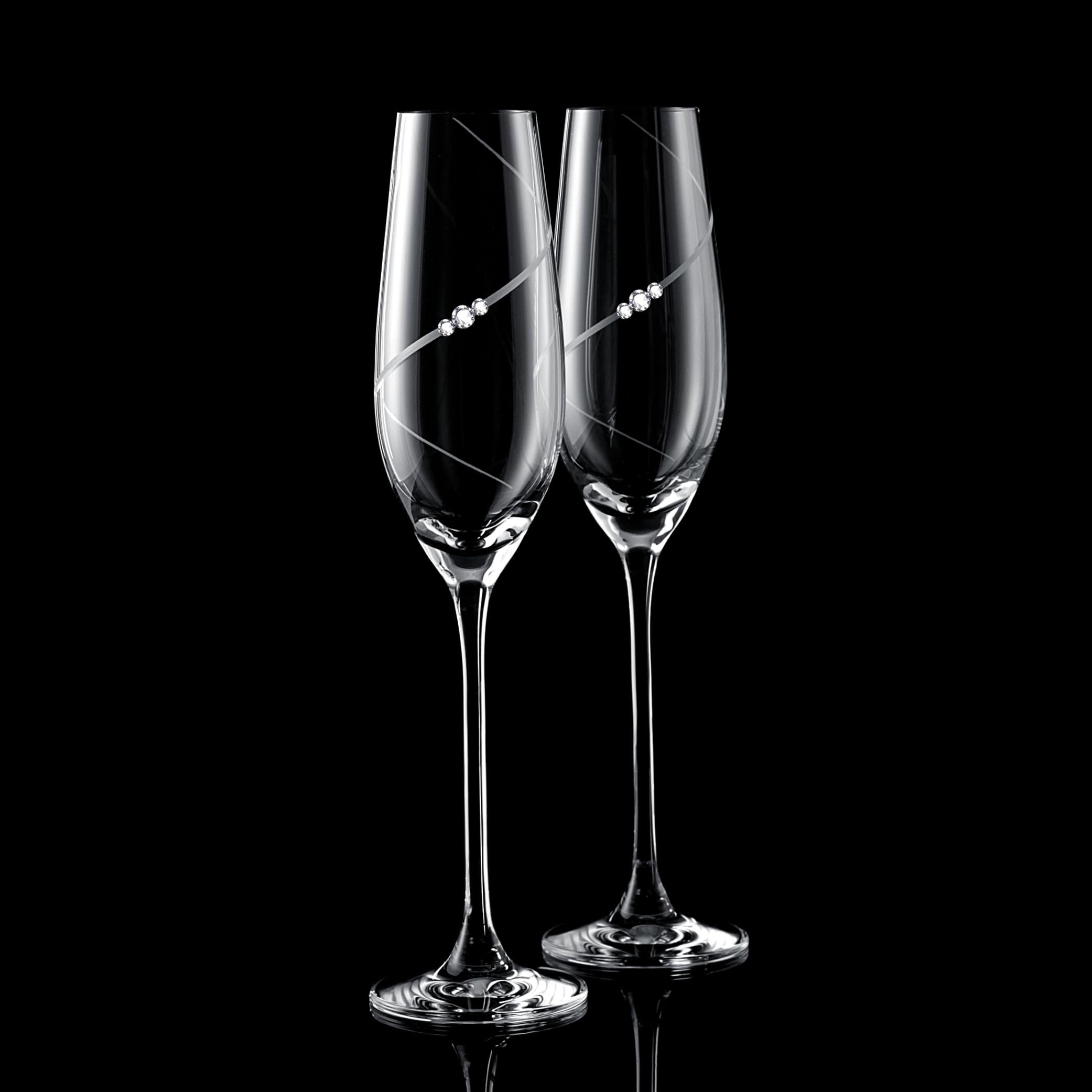 Siluette Copas de champán - Juego de copas de champán con cristales premium y diseño en espiral, hechas a mano, diseño moderno para bodas y ocasiones especiales, 2 unidades, 210 ml