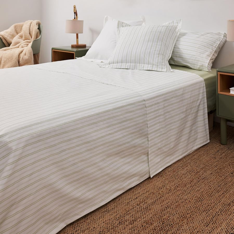 LA MALLORQUINA Juego de sábanas Algodón 3 Piezas - Durango - Blanco, Cama 150-160cm